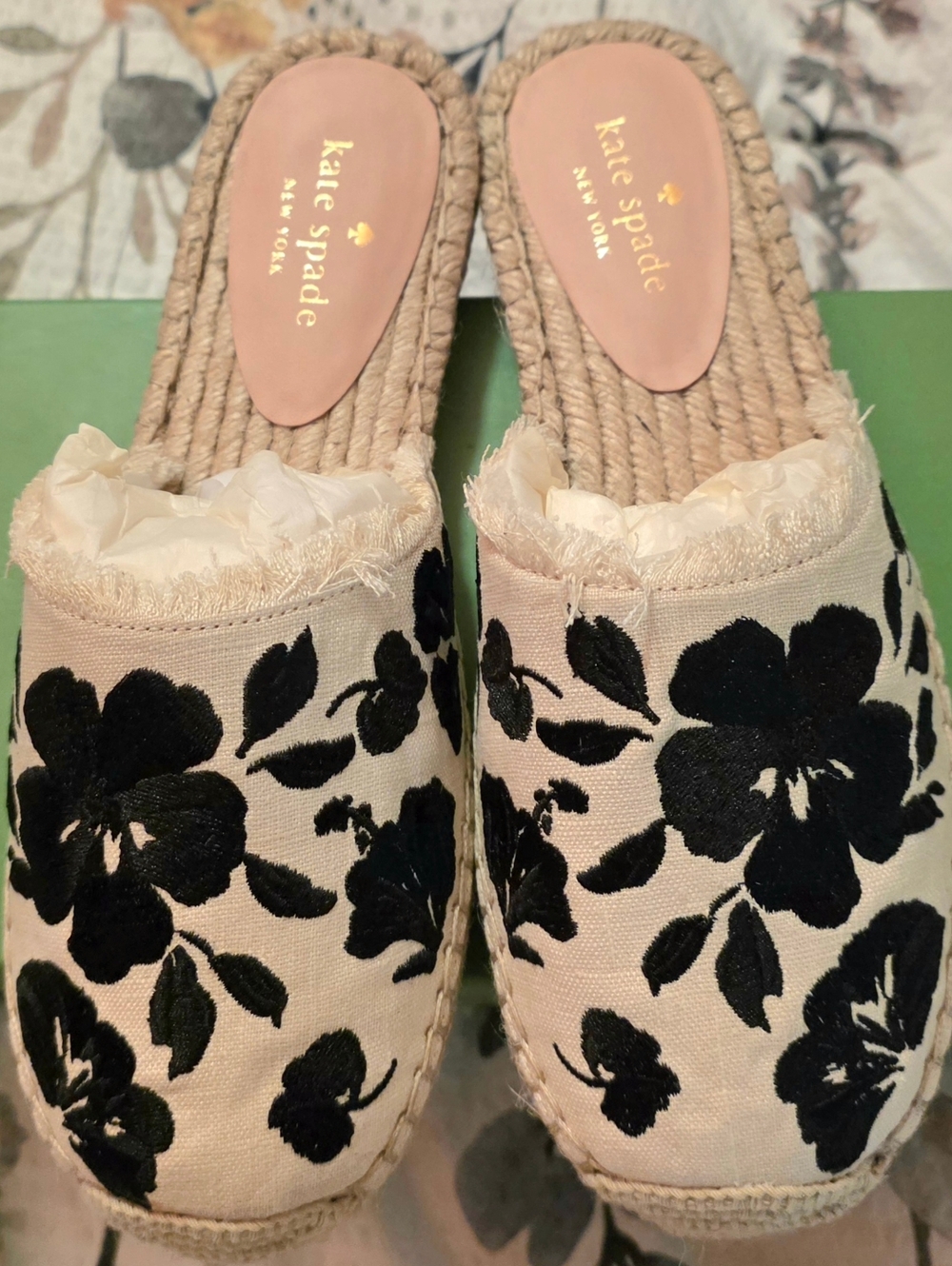 kate spade Cream Espadrille Slip-On with Black Floral Embroidery - Picture 5 of 7